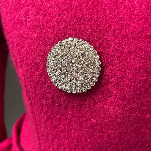 Y2K Tulle Clothing Pink Wool Double Breasted Jacket Bling Buttons Ruffle Medium - Picture 2 of 6